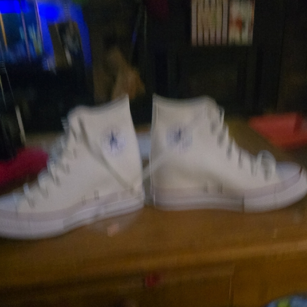 Converse All Star White Canvas High-Tops - Picture 3 of 5
